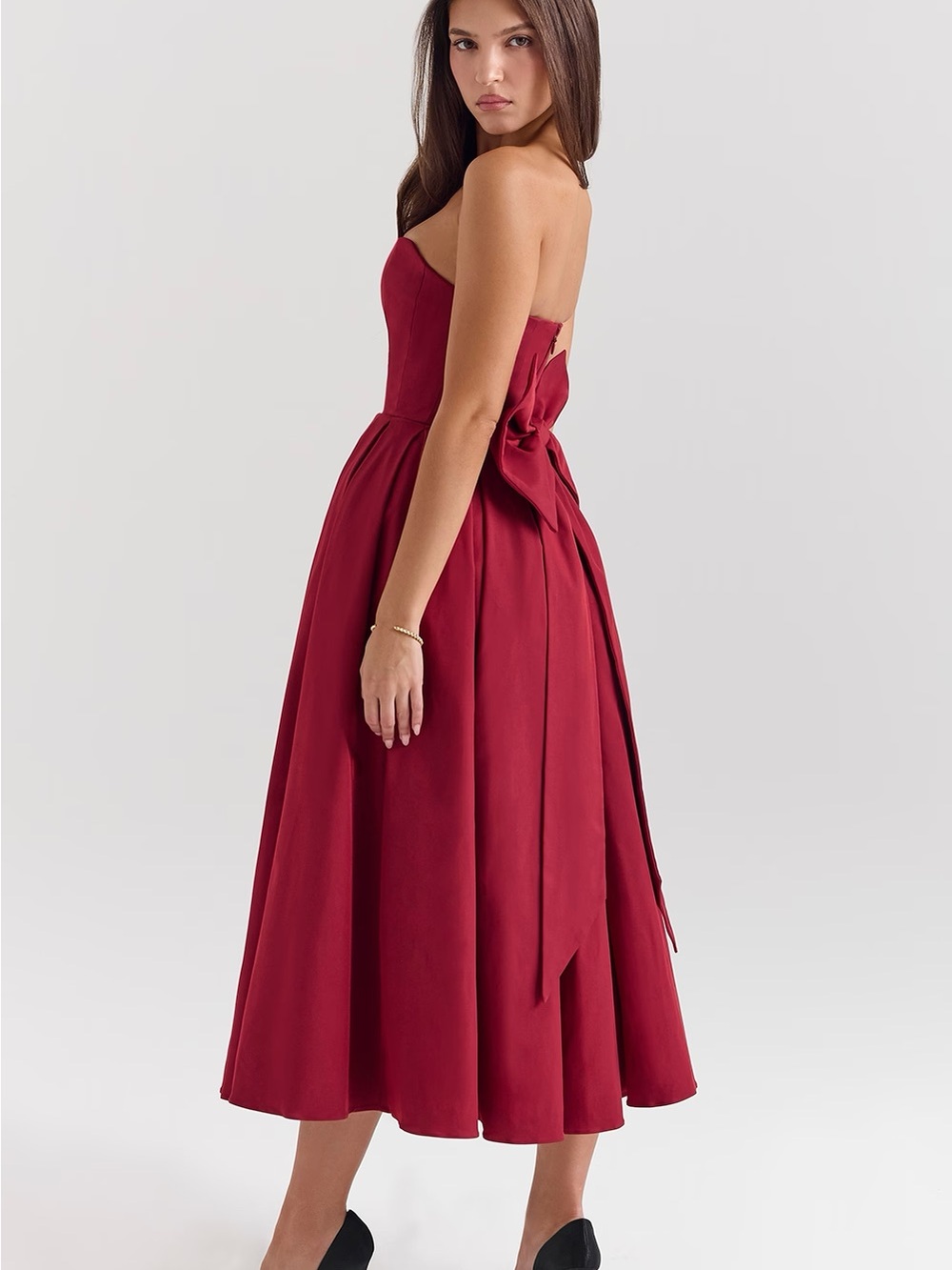 House of CB PANDORA Strapless Red Ball Gown with Back Bow - Picture 3 of 6